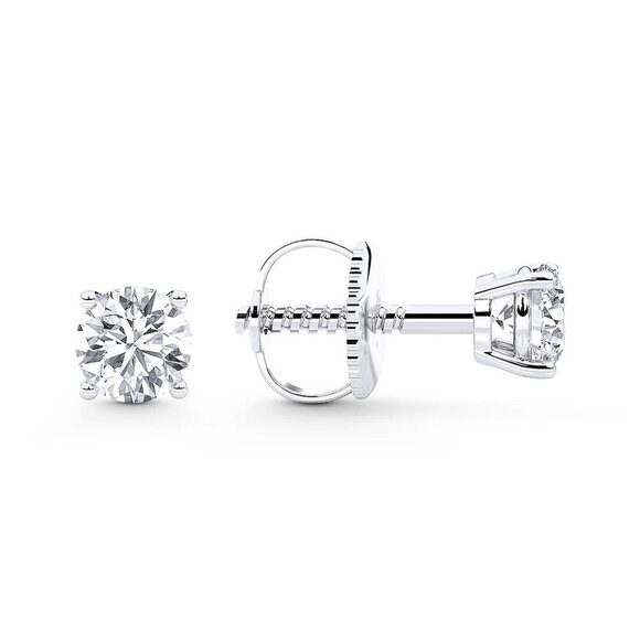 0.25ct Lab Grown Diamond Round Brilliant 4-Prong Stud Earrings in 14k White Gold - Picture 2 of 6